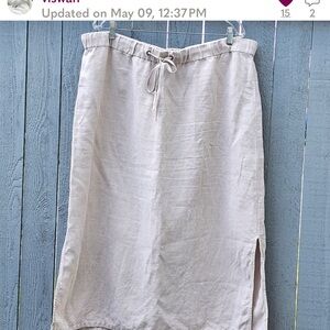 Eileen Fisher Natural Linen Midi Skirt XL